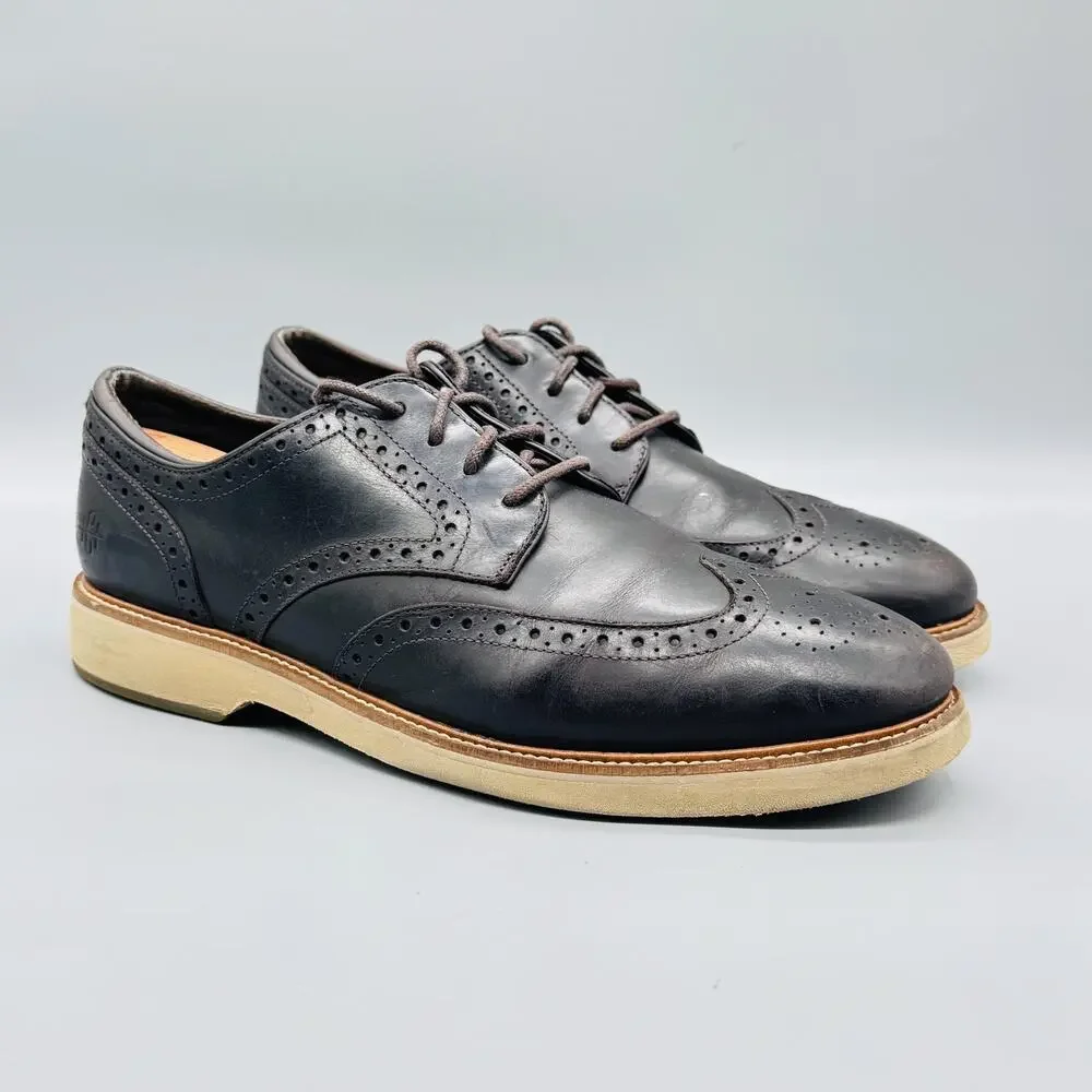 Cole Haan Shoes Mens 11.5 Brown Leather Wingtip Oxford Dress Brogue Rubber Sole